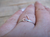 Floating Heart Sterling Silver Stacking Ring