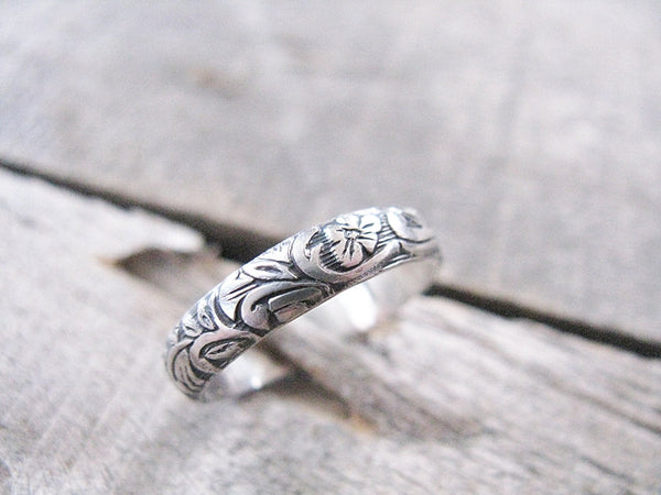 Sterling silver floral band