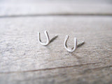 Horseshoe Stud Earrings Sterling Silver Small