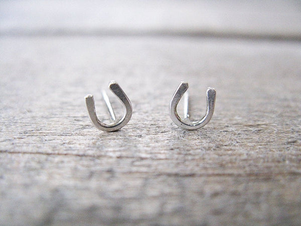 Horseshoe Stud Earrings Sterling Silver Small