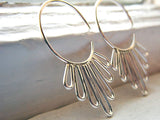 Flower Petal Hoop Earrings in Sterling Silver