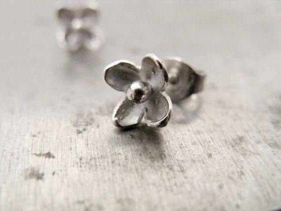 Lilac Stud Earrings in Sterling Silver