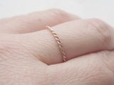 Thin Stacking Ring Rose Gold Fill Twist