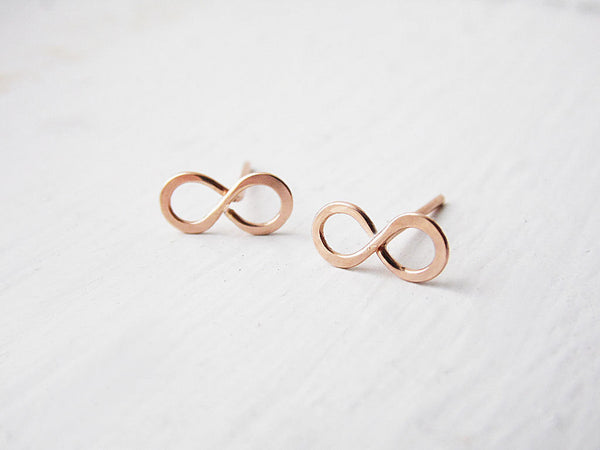 Infinity Studs 14k Rose Gold Fill Post Earrings