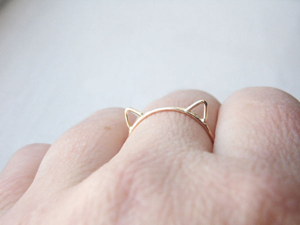 Gold Cat Ring - Cat Ears Ring