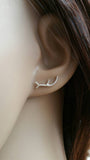 Small Sterling Silver Antler Earrings