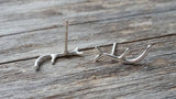 Small Sterling Silver Antler Earrings